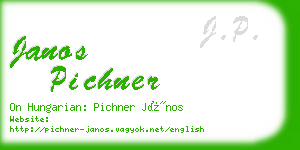 janos pichner business card